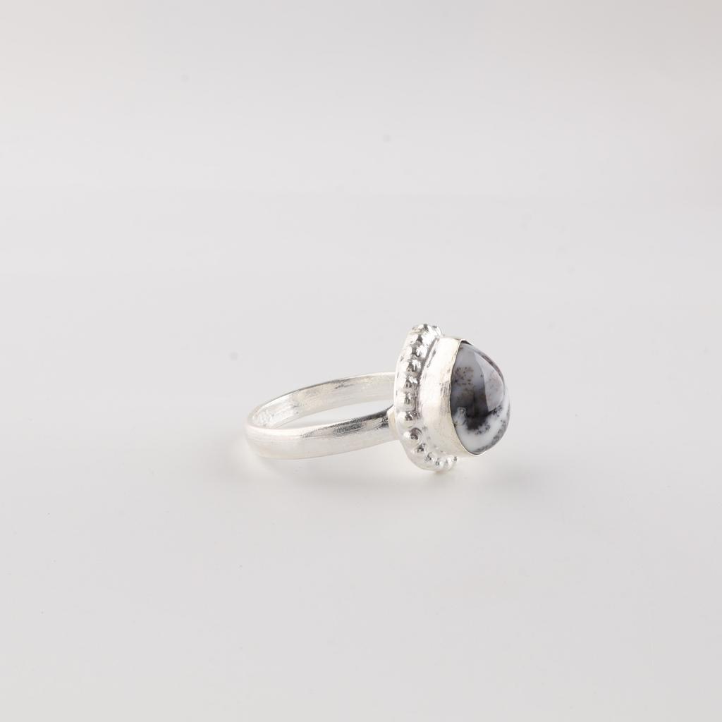 Natural Dendrite Opal Gemstone 925 Sterling Silver Handmade Jewelry Designer Wedding Ring For Braid RR-77-30
