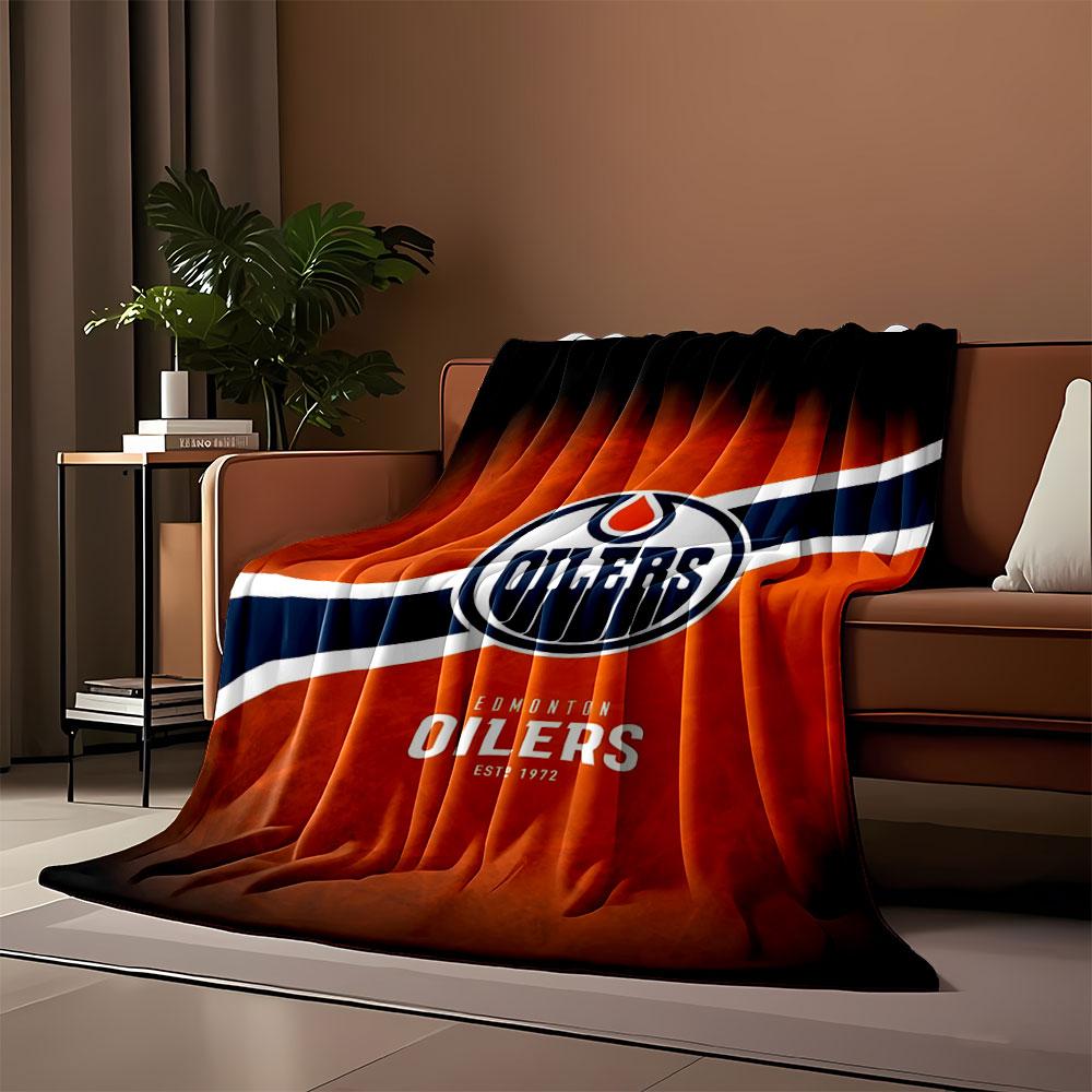 Edmonton Oilers Logo Blanket Print Blanket Soft and Cozy Perfect for the Living Room Bed Sofa or a Nap,gift