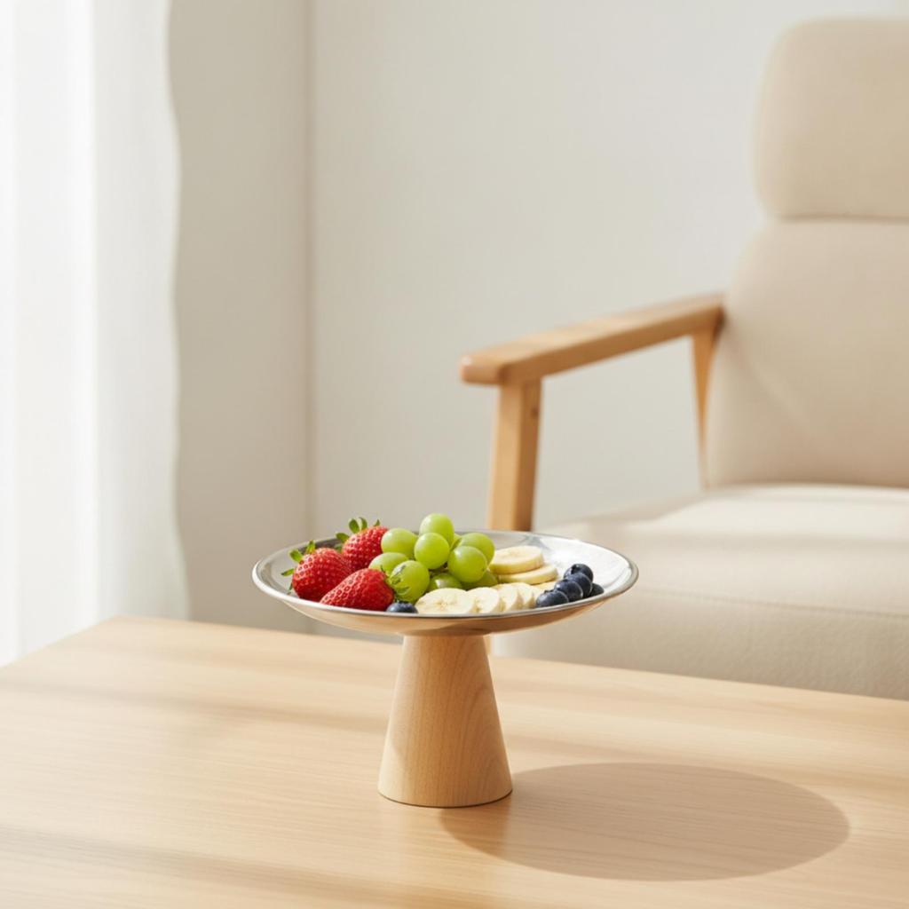 Fruit Bowl with Pedestal Base Stainless Steel for Dining Table, Parties, Hosts