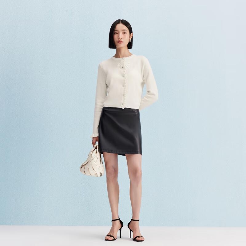 VEROMODA Bow-Knot Silk Wool Blend Cardigan