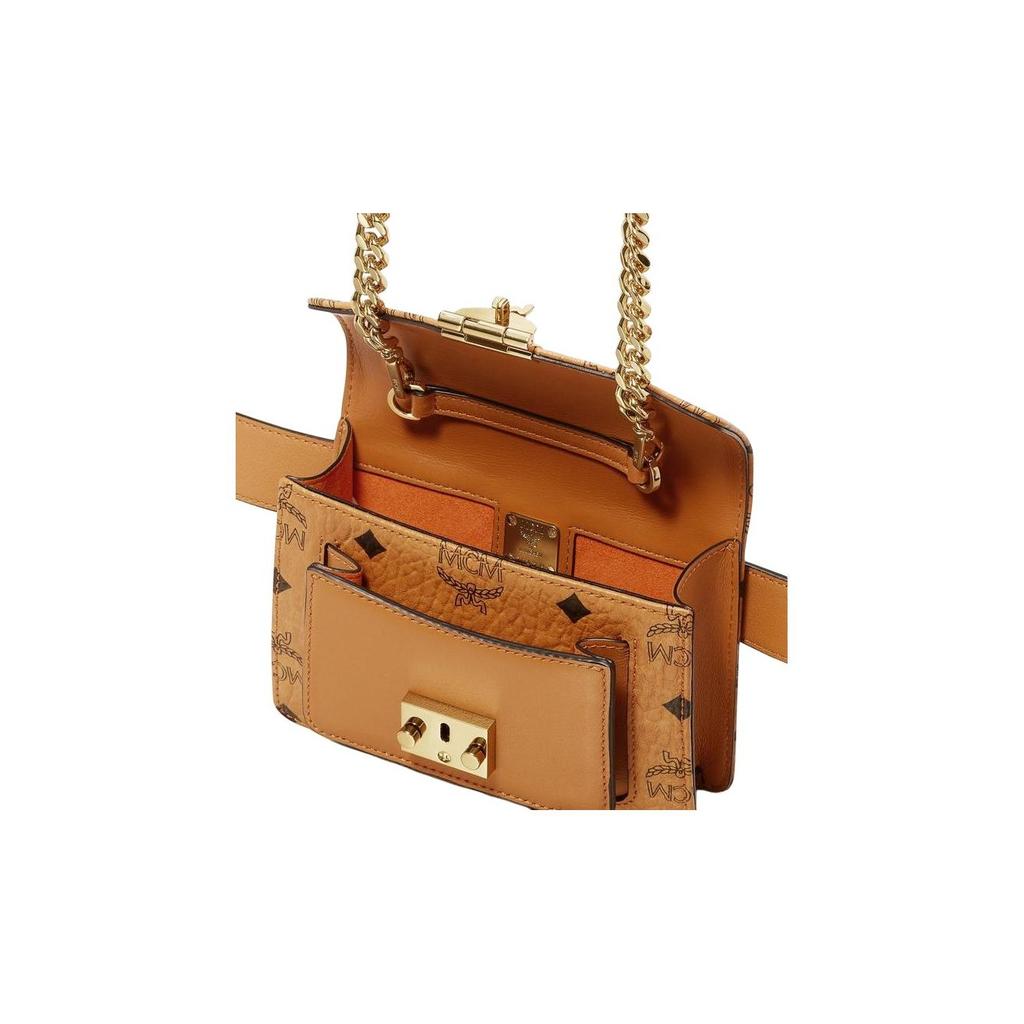 MCM Patricia Visetos Monogram Synthetic Leather Waist Bag Mini Women waist bag Brown Cognac MWZ9APA87CO001