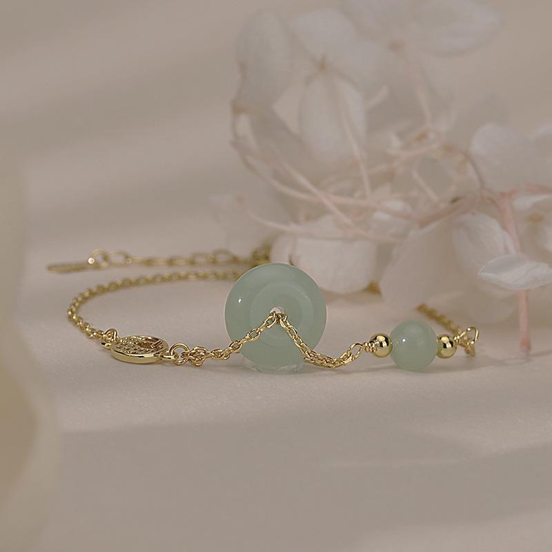 Fu Brand Hetian Jade Bracelet Women'S Guochao Simple Niche Design Jewelry New Gift Safety Bracelet
