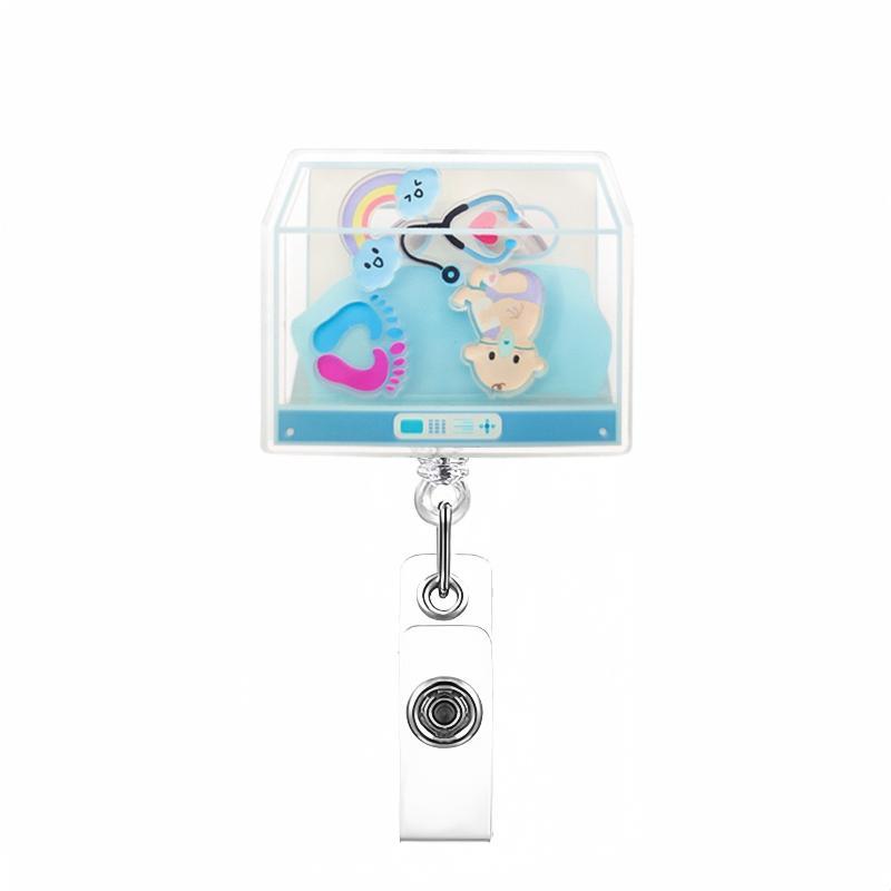 1 Stück Neues Design 1 Stück Shaker Acryl Einziehbar Krankenschwester Ausweisrolle Anime Herz Lunge Zähne Arzt Namensschild Ausweishalter Clip