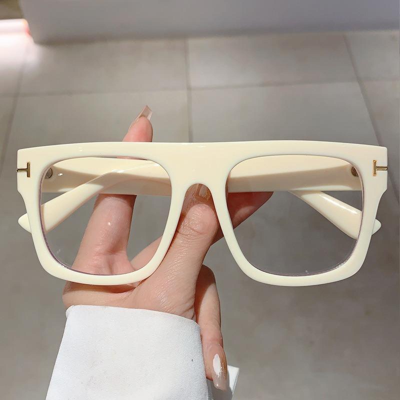 Simple Retro Thick Frame Square Anti-Blue Light Flat Glasses Trendy Unique Glasses Frame