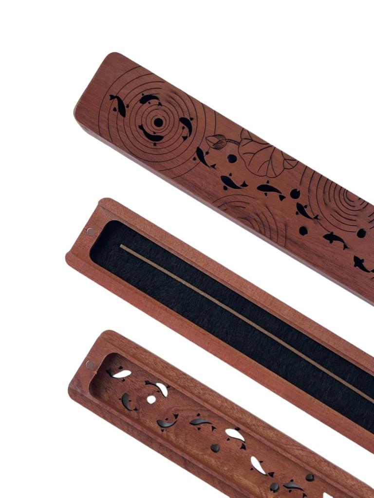 Incense Burner, Incense Holder, Horizontal Incense Tray Made of Rosewood for Buddhist Altars, Kesain-do (Swastika)