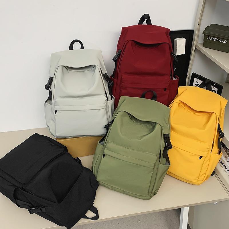 School bag solid color fashion nylon backpack women's school bag women's high school light backpack female college student backpack