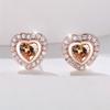 Cute Female Green Black Red Zircon Crystal Stone Stud Earrings Vintage Rose Gold Color Wedding  For Women