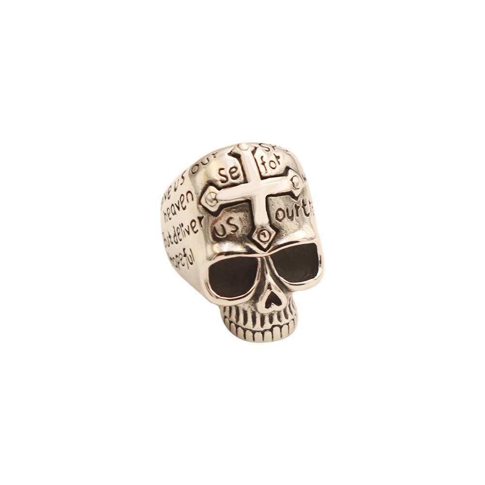 Personalized Hipster Cross Skull Ring Does Not Fade Titanium Steel Ring Jewelry Men