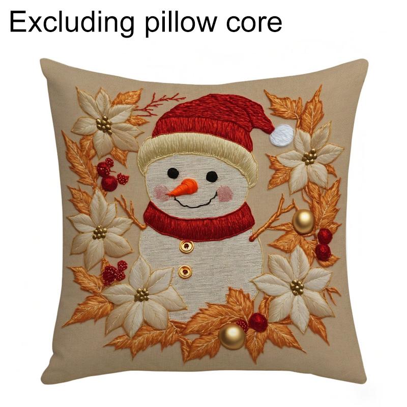 1/4pcs Cushion Cover New Year 2026 Linen Pillow Cases 45*45CM Pillowcase Single-Sided Excludes Inserts 2D Christmas Xmas Gifts