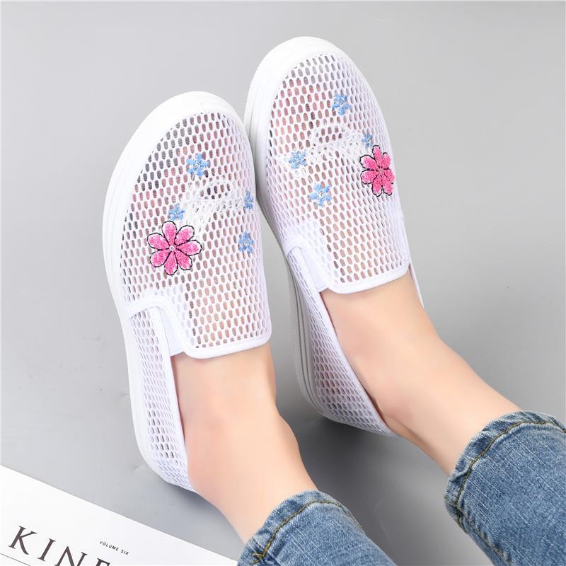 Women's Tennis Shoes Anti Slip Casual Sports White Shoes Shallow Mouth Shoes Flat Shoes Breathable