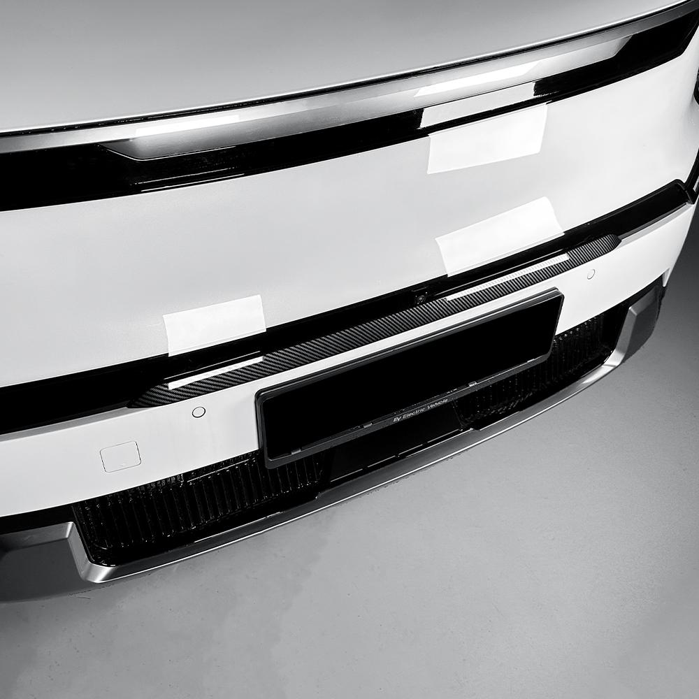 For Kia EV9 4 PCS Auto Carbon Fiber Piano Black Exterior Front Bumper Mesh Decorative Stripes Mouldings LHD RHD