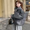 Women Stand Collar Short Spliced Windproof Padded Coat Warm Winter Casual Outerwear