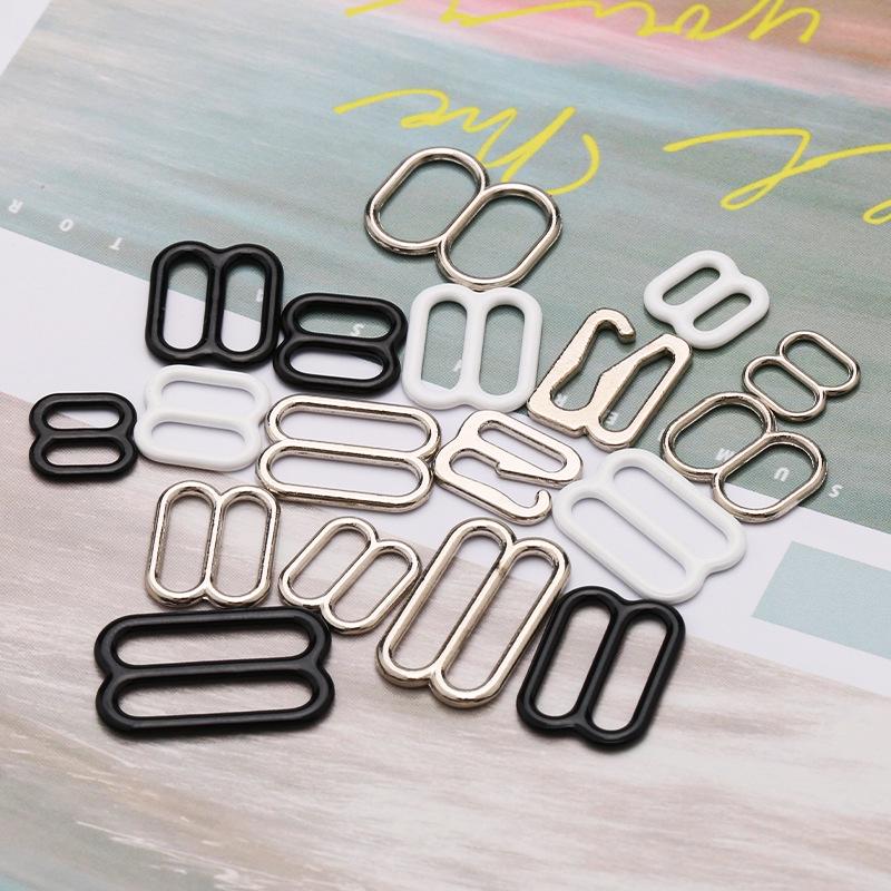 Rubber-Coated Alloy Bra and Swimsuit Strap Adjustment Buckles with O-Ring.