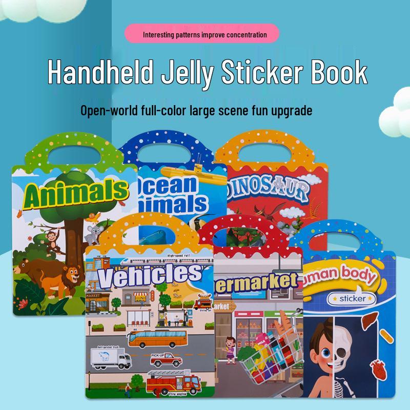 Cross-Border Activity Handbag: Jelly Stickers & Quiet Scene Puzzle Book for Kids