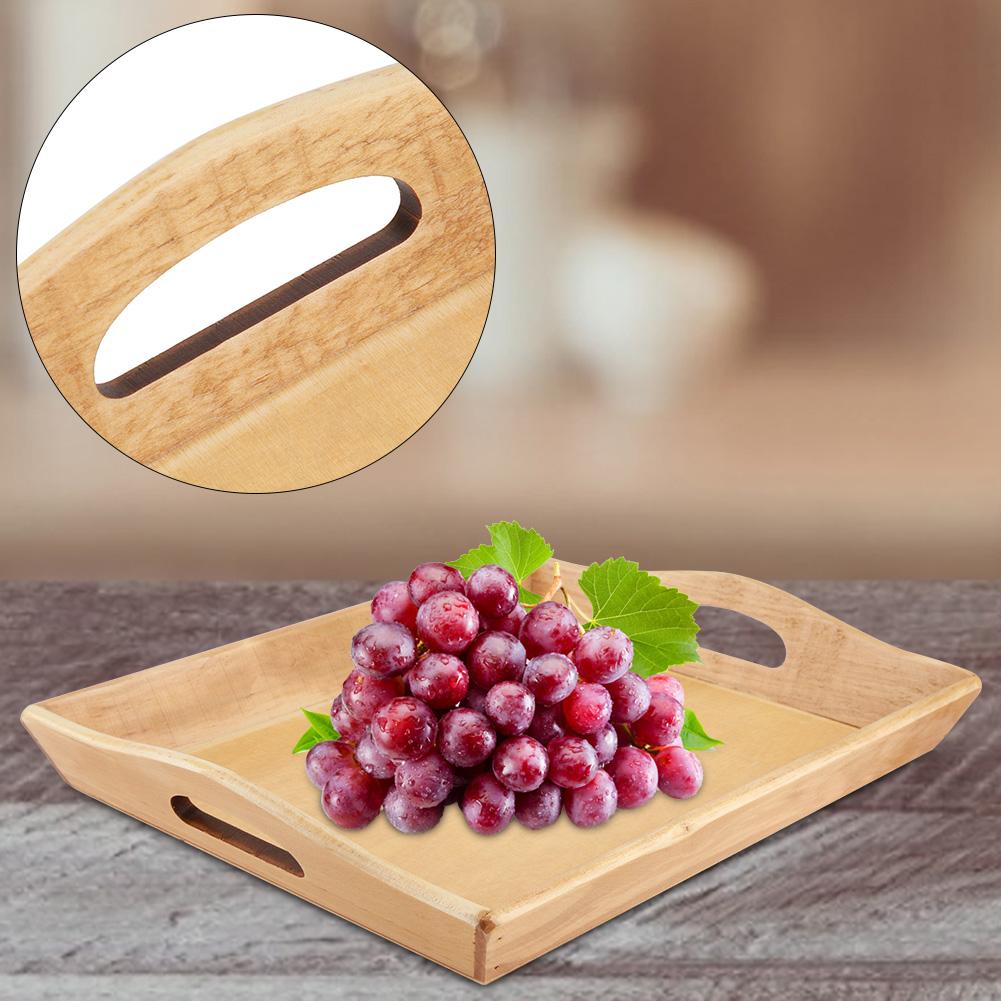 Wooden Serving Tray Plate for T Set Fruits Candies Food Towel (Dark Color)