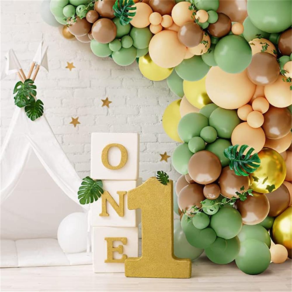 Forest Theme Party Balloon Chain Set Gray-Green Khaki Balloon Children'S Birthday Decoration Scene Arrangement