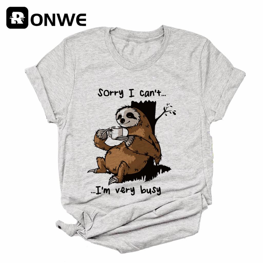 Przepraszam, że mogę T I M bardzo zajęty lenistwo śmieszne kobiety T Shirt Girl Vintage Tops