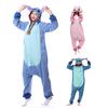 Damen-Schlafanzug mit Cartoon-Figuren, dicker Polarfleece, Knopfverschluss, tiefer Schritt, lange Ärmel, Kapuze mit Ohrendekor, Winter-Nachtwäsche, Party-Cosplay-Outfit