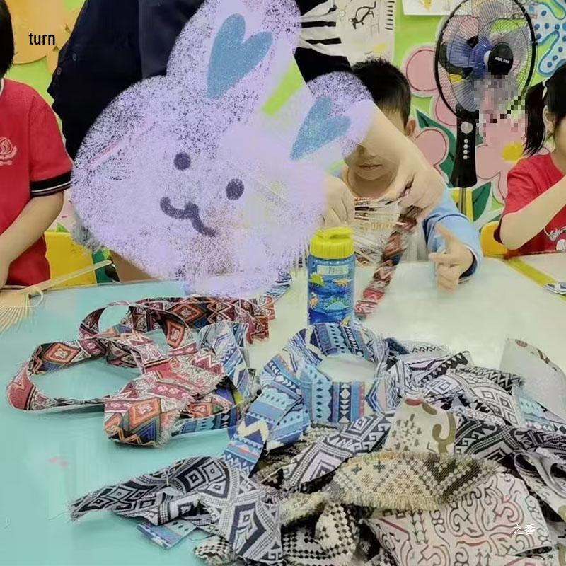 Zhuang Brocade Bamboo Fan Material Kit - Intangible Cultural Heritage Round Fan for Kindergarten