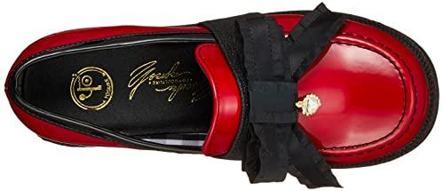 Yosuke Women's Flat Loafers, Size 4320051, Black/Red, Sizes 25.0cm-25.5cm