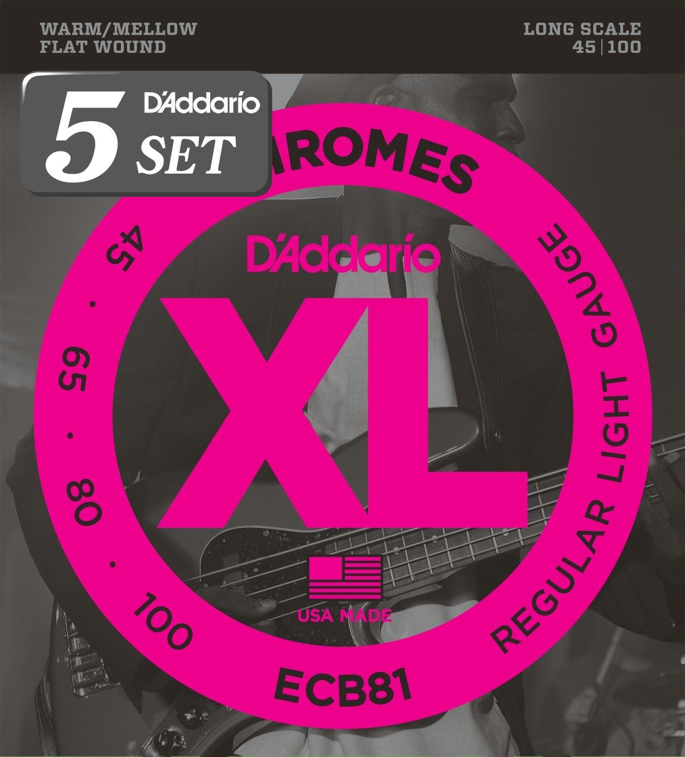 

Bass Strings Flat Wound Long Scale ECB81 x 5 Set D Addario .045-.100 []