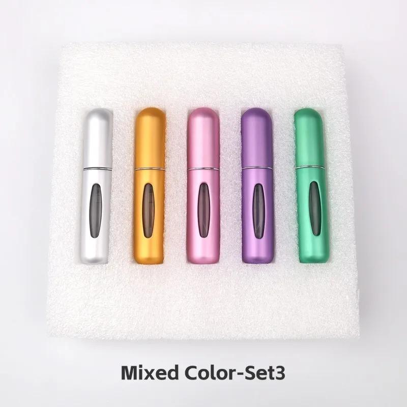 5Pcs Portable 5ml Refillable Perfume Atomizer Aluminum Self Pump Spray Bottom Refill Leakproof Travel Mini Empty Cosmetic Bottle