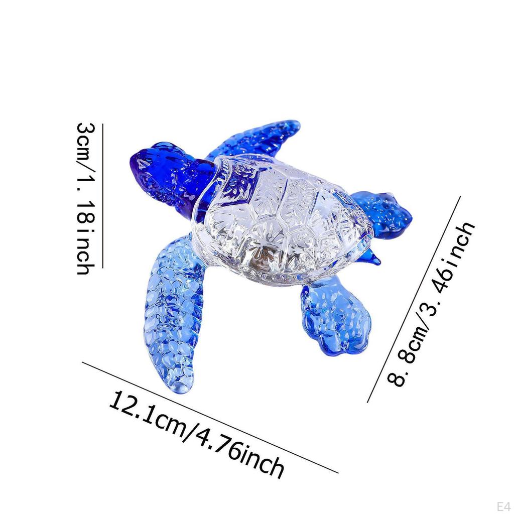 Glass Marine Turtle Figure Animal Sculpture Multifunctional 12x8.8x3 Cm Shelf Decoration for