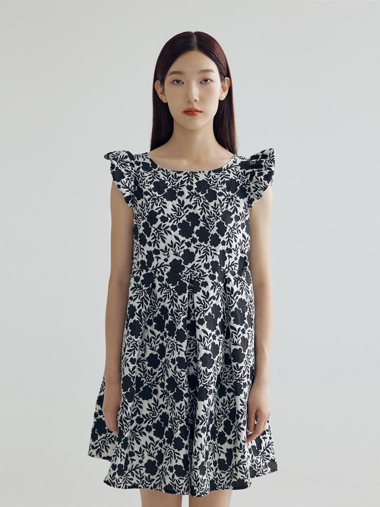 Bomnal Boutique Frilled Mini Dress _ Silver/Black