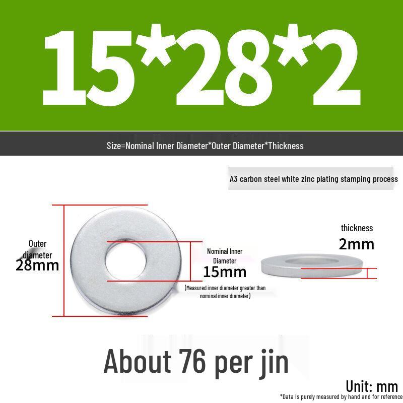 Extra Large Galvanized Metal Flat Washer - Thickened Round Screw Washer M6-M16