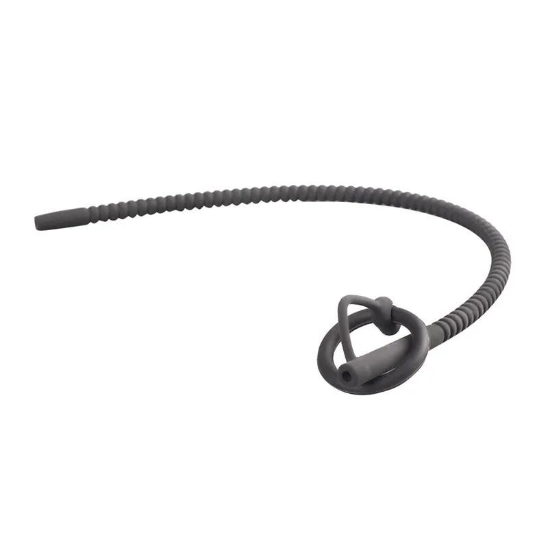 Soft Silicone Urethral Catheter Urethra Dilator Hollow Urethral Plug Probe Tube Threaded Extended Horse Eye Masturbator for Men