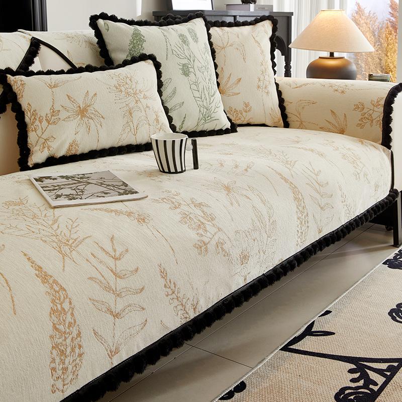 Light Luxury Sofa Cushion New Four Seasons Universal Chenille Straight Row Cushion Non-slip Sofa Cover Cover Cloth
