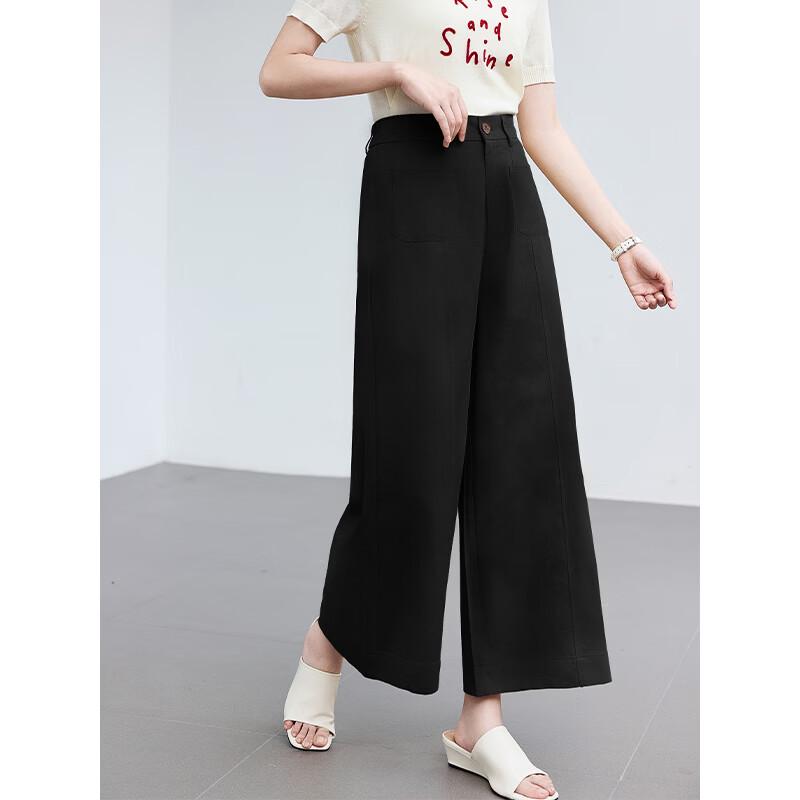 

VICTORIA&VERA Women s High-Waist Loose Cropped Wide-Leg Pants M
