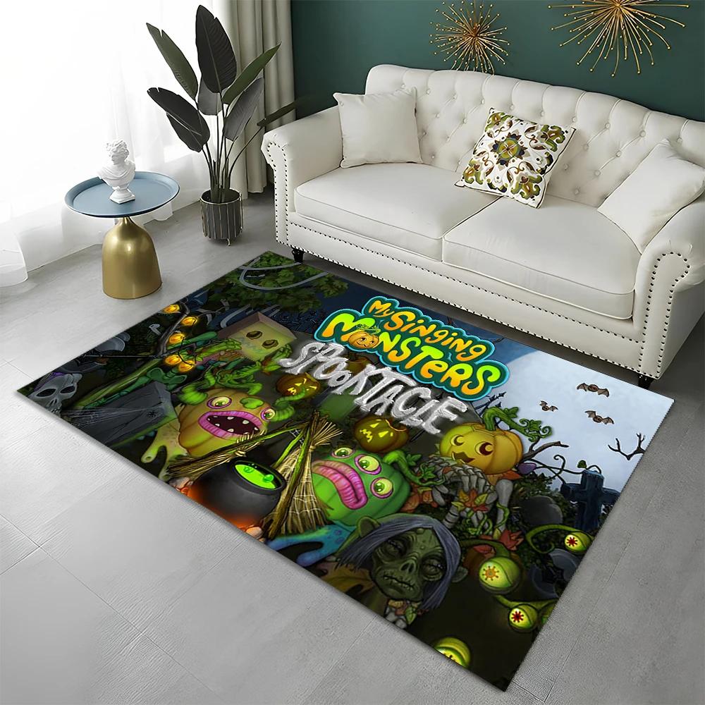 Tappeto Cartoon 3D My Singing Monsters Videogioco per Casa Soggiorno Camera da Letto Divano Zerbino Decorazione, Tappeto per Area Tappetino Antiscivolo per Pavimento