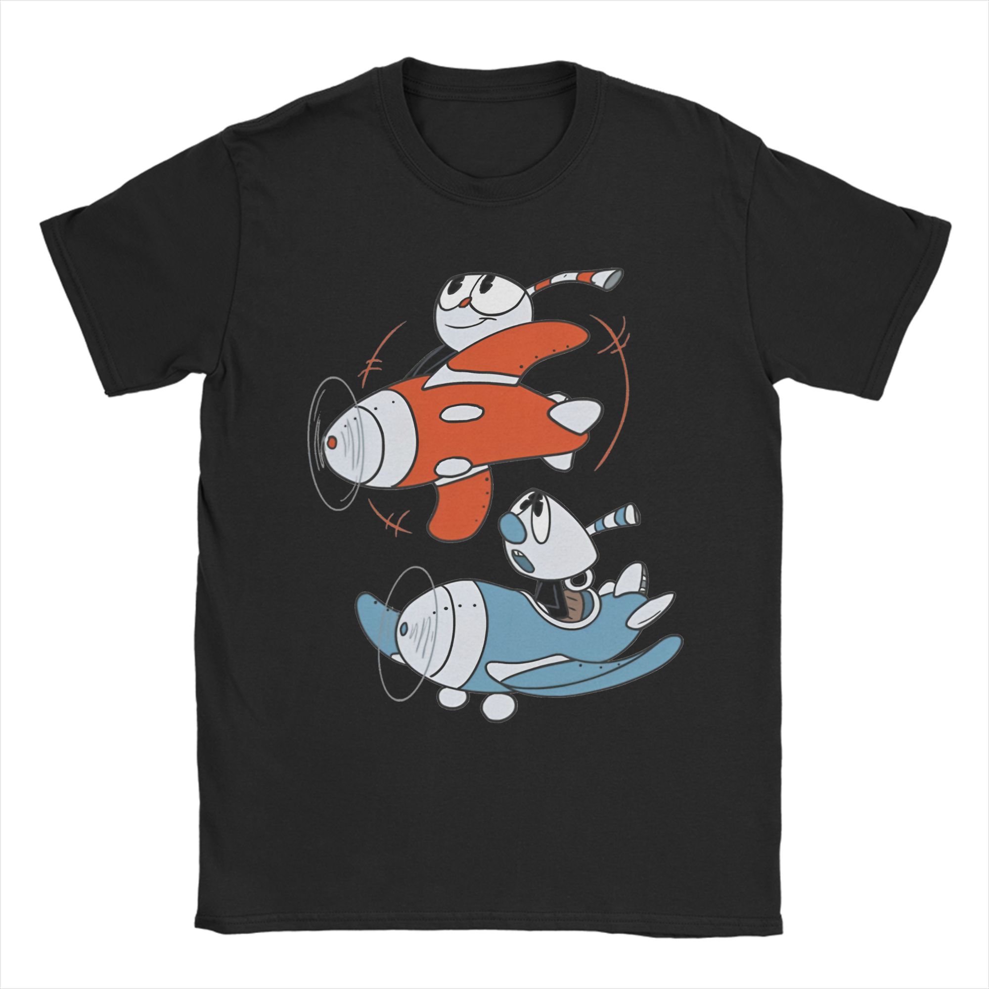 

Ретро футболки Cuphead & Mugman для мужчин Винтажная футболка из чистого хлопка Футболка с круглым вырезом и короткими рукавами Принтованная одежда 4XL