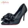 Aphixta  Hot Sale Flowers 3.94inch/10cm Red Stiletto Heels Pumps Women Office Casual Shoes Heels Big Size 45 46 47 48 49 50