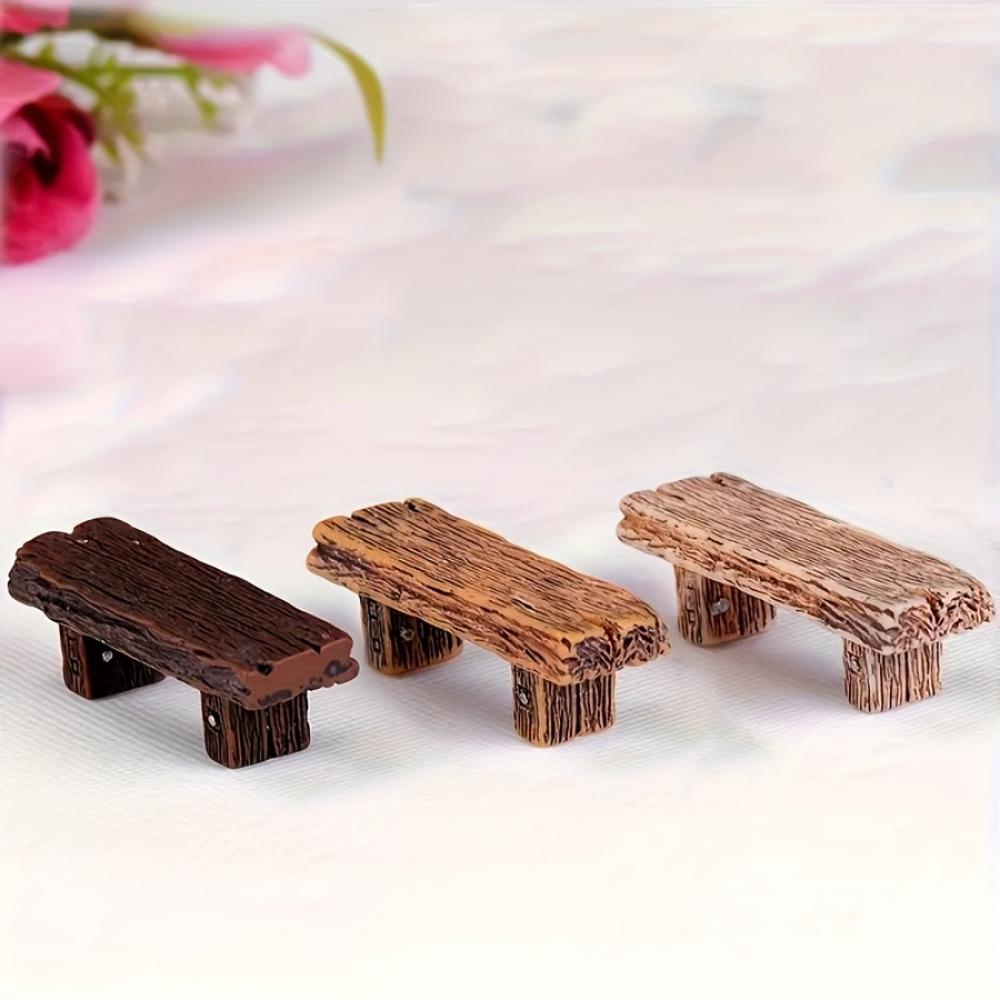 3Pcs/Set Resin Retro Bench Model Figurines Micro Garden Decoration Ornaments Terrariums DIY Accessories