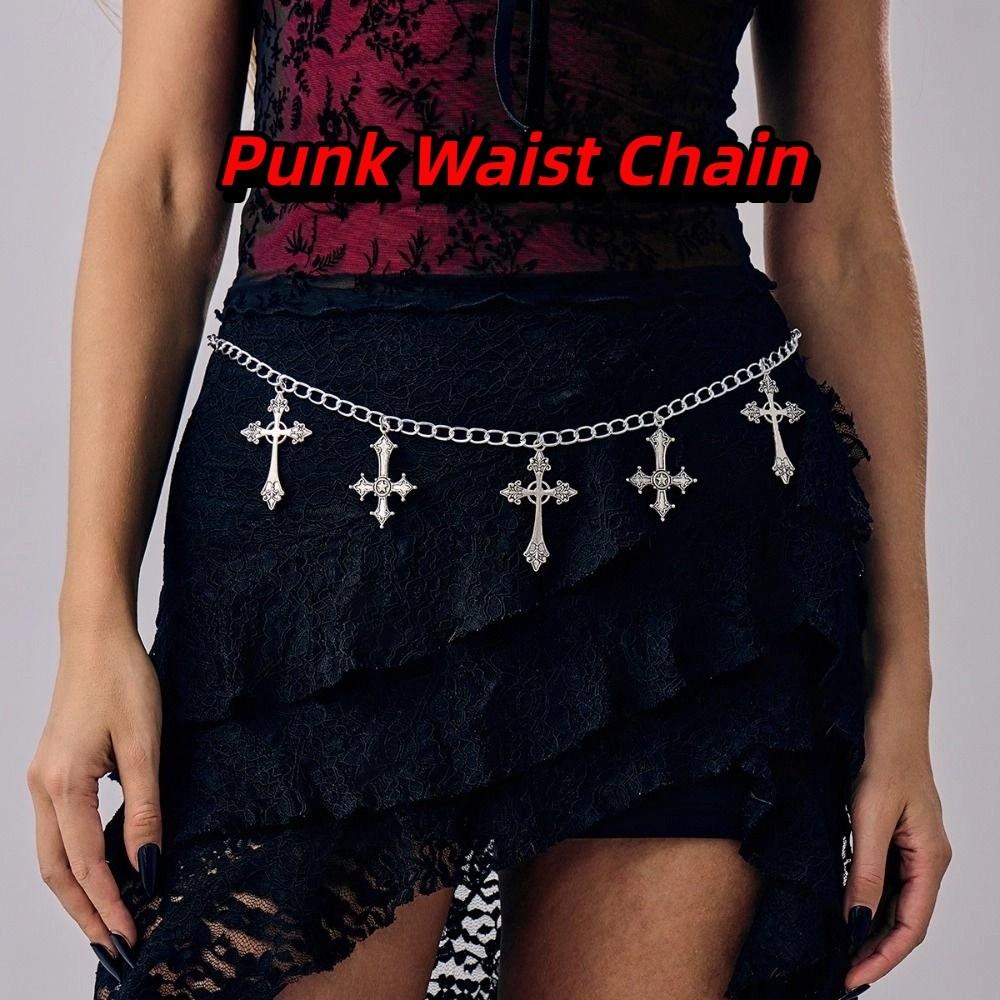 Temperament Hollowing Cross Waist Chain Vintage Multi-layer Body Chain  Nightclub Wear