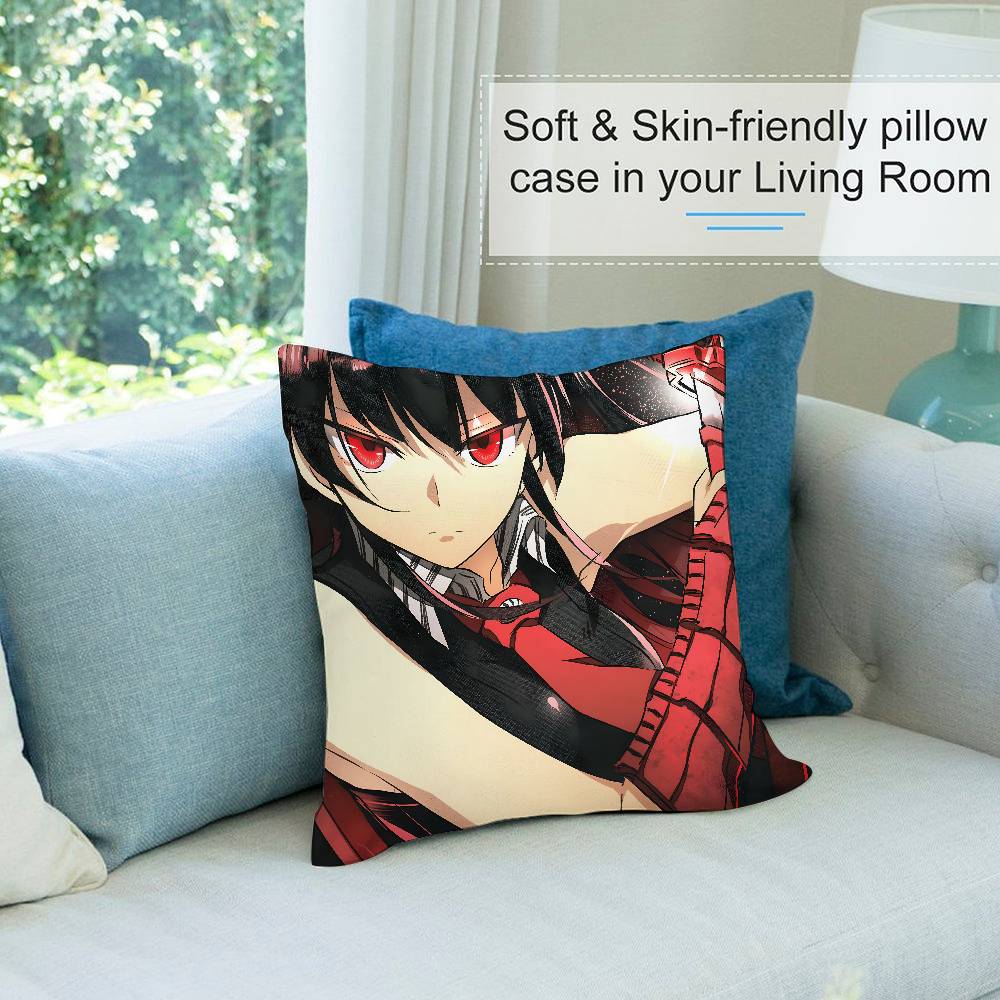 Anime A-Akame ga Kill Pillow Case Short plush Double-sided Print Square Throw Pillow Covers Sofa Home Cushion Decor