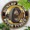 Vintage Dunlop Motor Däck Metallskylt Väggkonst Hållbar Aluminium Rund Idealisk Gåva Hem Kontor Café Inomhus Utomhus Dekor