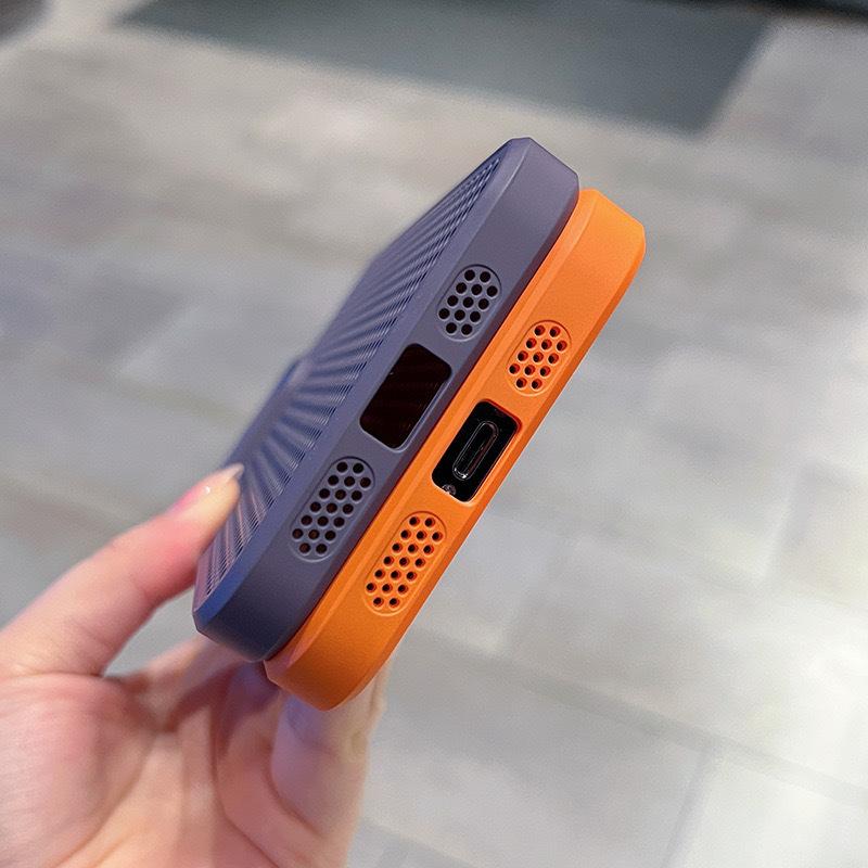 Applicable iPhone17promax Mobile Phone Case Breathable Honeycomb Network Heat Dissipation Magnetic Suction Apple 15 Matte PC Protective Case