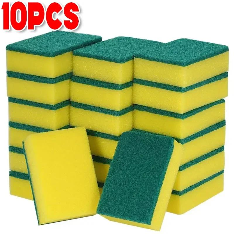 50/10Pcs Kitchen Dishwashing Sponge Soft Absorbent Clean Rub Pot Rust Scouring Pad Removing Kits Household Cleaning Brush Sponge