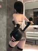Sexy Outfit Patent Leather Pure Desire Young Woman Temptation Hot Uniform Dress Elegant Tank Mini Dress  Sexy Korean Nbm8