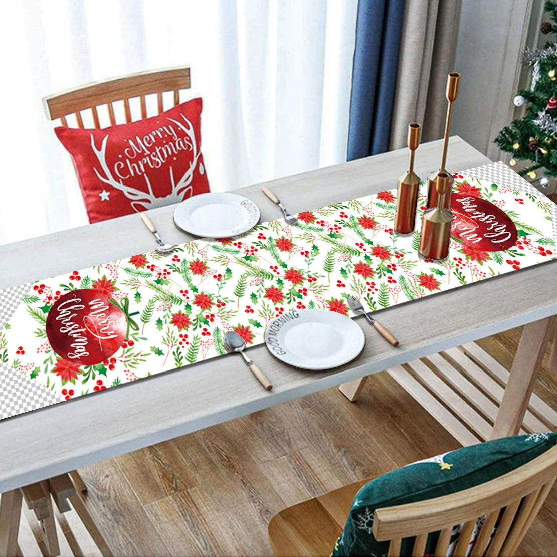 

Новое рождественское украшение для стола, домашняя кухонная скатерть из имитации льна, рождественская дорожка на стол 33*180cm