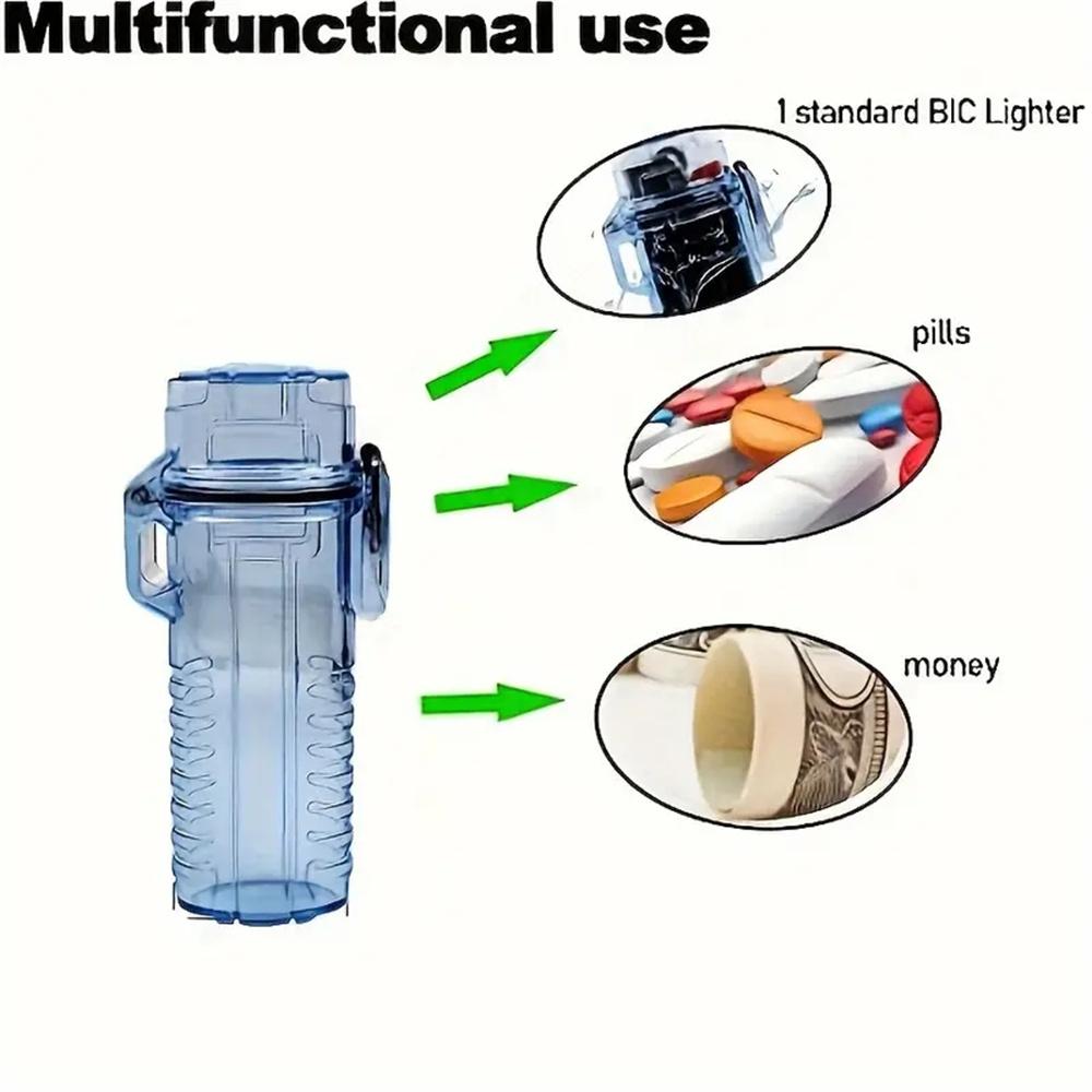 1pcs Stylish And Durable Transparent Waterproof Clear Cigarette Case Box Neck-Hung Portable Plastic Lipstick Lighter Card Storag