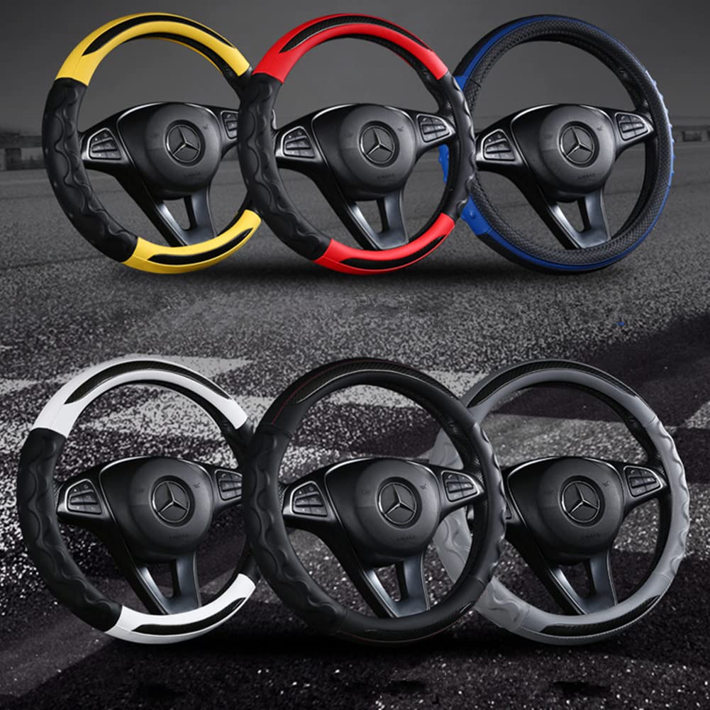 TATACLEA Car Steering Wheel Cover for Kei 3D Stain Slip Comfortable Excellent Blue 1 Cars, O-Shaped, 38cm, Grip, & Resistant, All-Season, Breathable,