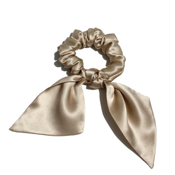 100% Pure Silk Bunny Ear Scrunchies Bow Bowknot Knotted Scrunchy Hair Bands Elastic Ties Ponytail Holder for Women,Girls 1 Piece