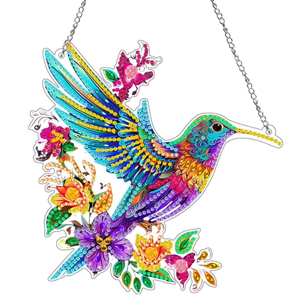 Acrylic Hummingbird Butterfly Dragonfly Diamond Painting Hanging Ornaments Kit Rhinestone Diamond Art Window Pendants for Adults