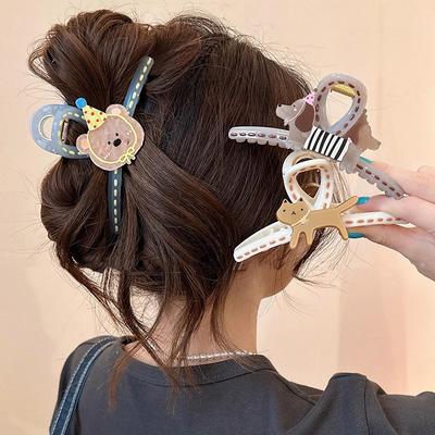 New Cartoon Cat Dog Bear Hair Claws for Women Acetic Acid Cute Hair Volume Multi Scratch Hair Clip Shark Clip Hair Accessories