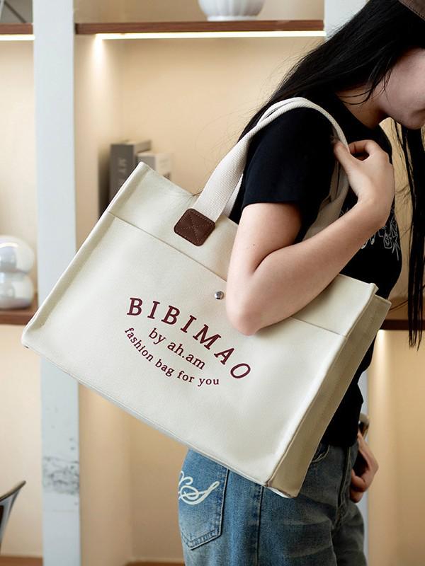 Large Canvas Tote Bag for Women - Customizable with Logo Pattern Ideal for Students