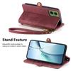 For Motorola Moto G35 5G Zipper Wallet Case Geometry Lines Leather Phone Cover with Strap